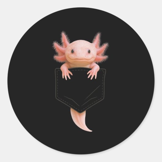 Schattigee axolotl cket grappig voor mannen vrouwe ronde sticker (Voorkant)