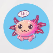 Schattigee Axolotl Comic in cartoon stijl Labels (Design 2)