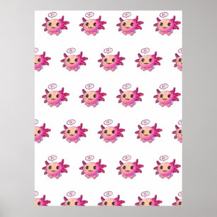 Schattigee Axolotl Comic in cartoon stijl Poster