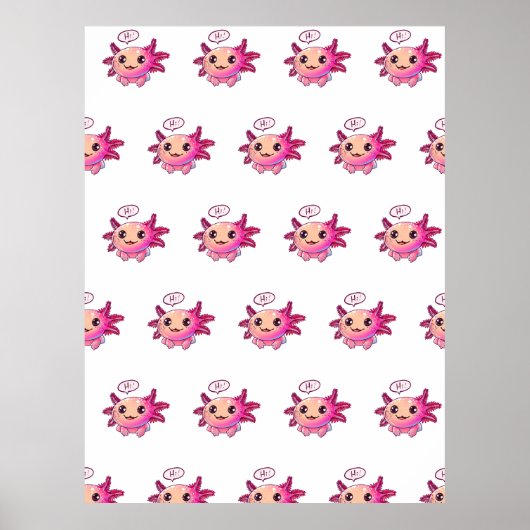 Schattigee Axolotl Comic in cartoon stijl Poster (Voorkant)