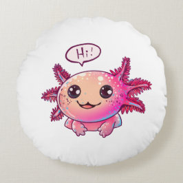 Schattigee Axolotl Comic in cartoon stijl Rond Kussen