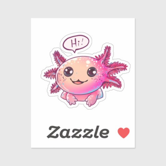 Schattigee Axolotl Comic in cartoon stijl Sticker (Vel)