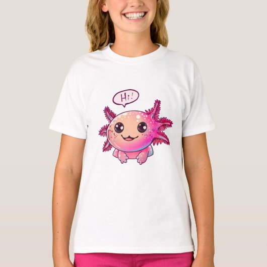 Schattigee Axolotl Comic in cartoon stijl T-shirt (Voorkant)