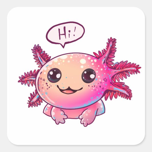 Schattigee Axolotl Comic in cartoon stijl Vierkante Sticker (Voorkant)