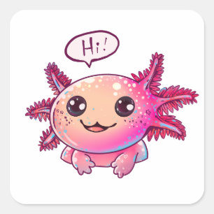 Schattigee Axolotl Comic in cartoon stijl Vierkante Sticker