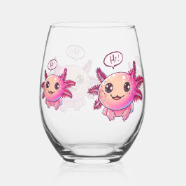 Schattigee Axolotl Comic in cartoon stijl Wijnglas Zonder Voet