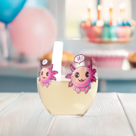 Schattigee Axolotl Comic in cartoon stijl Wijnglas Zonder Voet