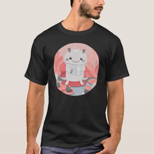 Schattigee Axolotl Drink melk T-shirt (Voorkant)