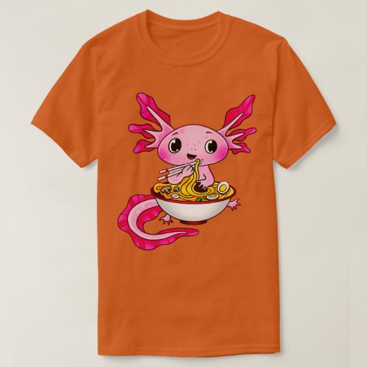 Schattigee Axolotl Eating Rammen T-shirt (Design voorkant)