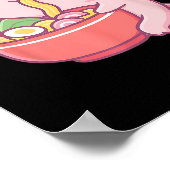 Schattigee Axolotl Eten Ramen Kawaii Food Lover Poster (Hoek)