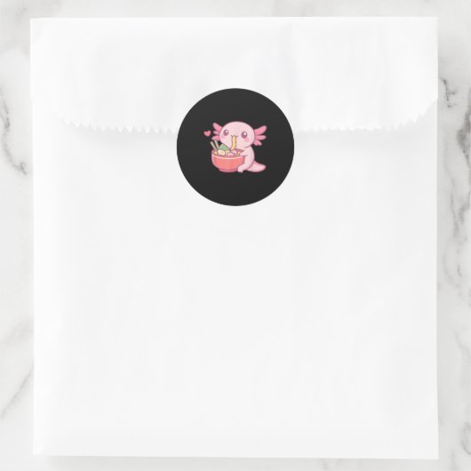 Schattigee Axolotl Eten Ramen Kawaii Food Lover Ronde Sticker (Tas)