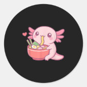 Schattigee Axolotl Eten Ramen Kawaii Food Lover Ronde Sticker (Voorkant)