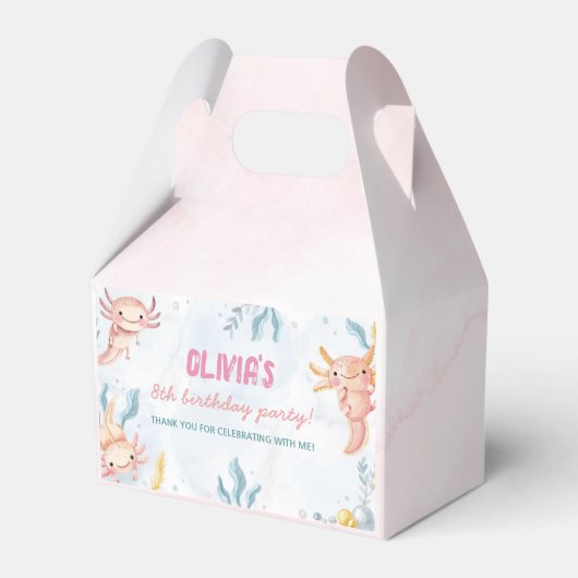Schattigee Axolotl Girl Verjaardagsfeest Favoriet  Bedankdoosjes (Voorkant Zijde)