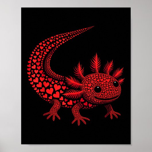 Schattigee Axolotl Hart Kinder Mannen Vrouwen Vale Poster (Voorkant)