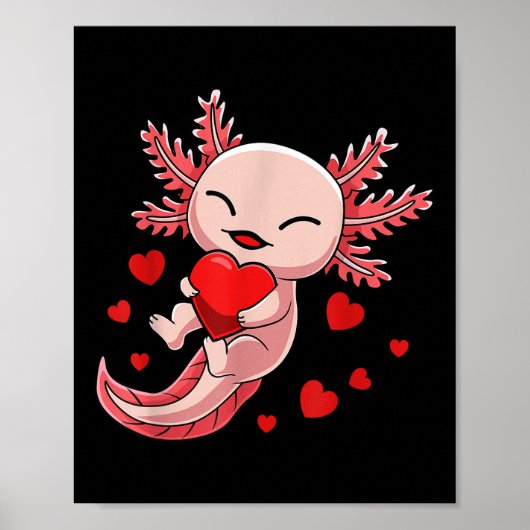 Schattigee Axolotl Heart Valentijnsdag voor meisje Poster (Voorkant)