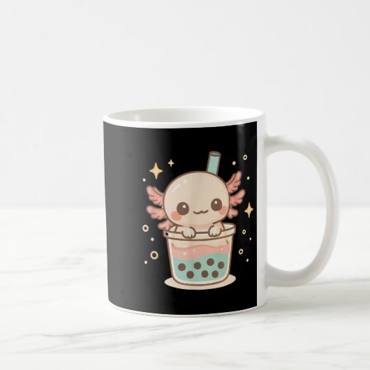 Schattigee Axolotl in Bubble Tea Cup Kawaii Dieren Koffiemok (Rechts)