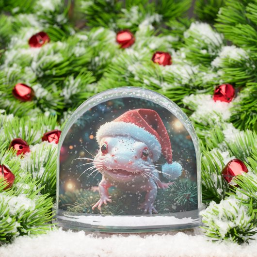 Schattigee Axolotl in Santa Hat Christmas Snow Wer Sneeuwbol (Kerstmis)