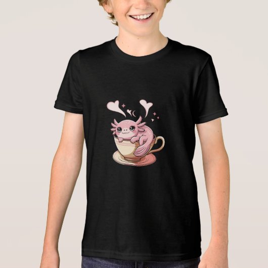 Schattigee Axolotl – Kawaii Axolotl Lover Gift Tri-Blend Shirt (Voorkant)