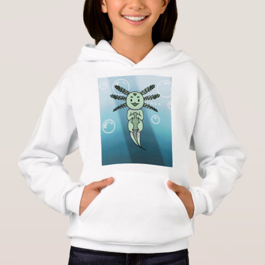 Schattigee Axolotl Kawaii Chibi Hoodie (Voorkant)