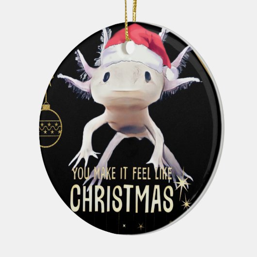 Schattigee Axolotl kerst Keramisch Ornament (Links)