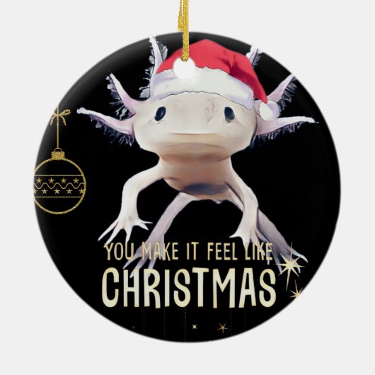 Schattigee Axolotl kerst Keramisch Ornament (Achterkant)