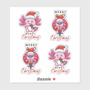 Schattigee Axolotl Kerstman Sticker
