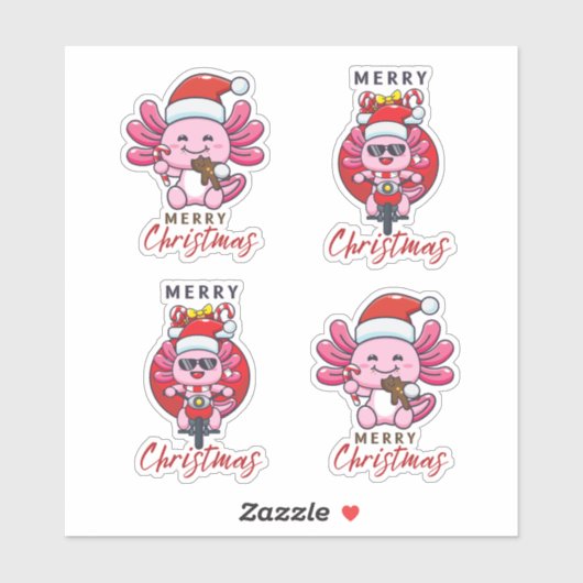 Schattigee Axolotl Kerstman Sticker (Vel)
