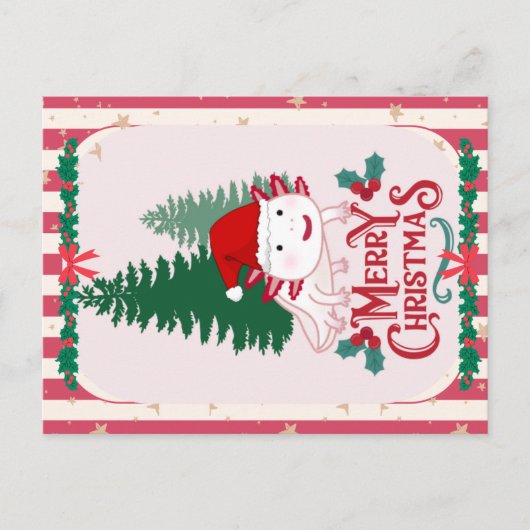 Schattigee axolotl-kerstmis briefkaart (Voorkant)