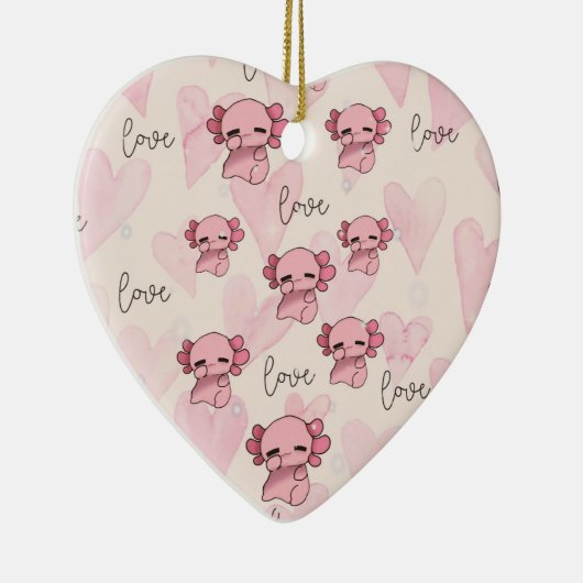 Schattigee axolotl-kerstmis keramisch ornament (Rechts)