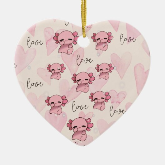 Schattigee axolotl-kerstmis keramisch ornament (Voorkant)