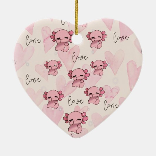 Schattigee axolotl-kerstmis keramisch ornament (Achterkant)