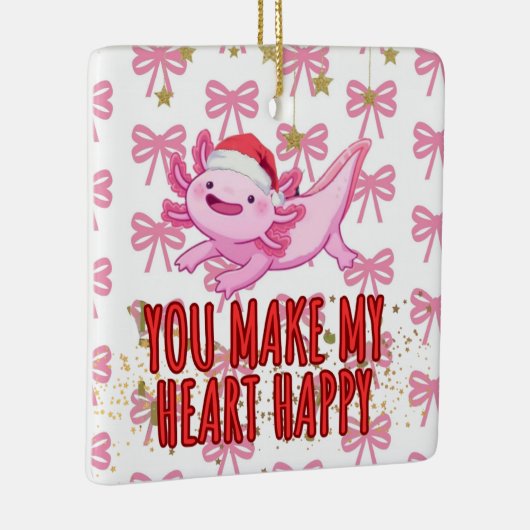 Schattigee axolotl-kerstmis keramisch ornament (Rechts)