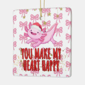 Schattigee axolotl-kerstmis keramisch ornament (Links)