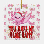 Schattigee axolotl-kerstmis keramisch ornament (Achterkant)