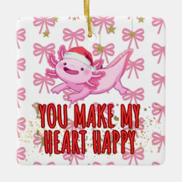Schattigee axolotl-kerstmis keramisch ornament