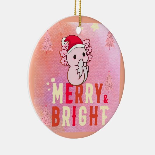 Schattigee axolotl-kerstmis keramisch ornament (Rechts)