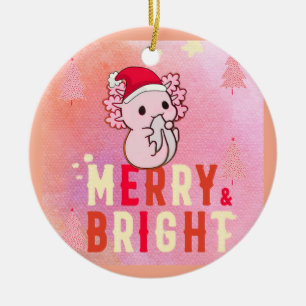 Schattigee axolotl-kerstmis keramisch ornament