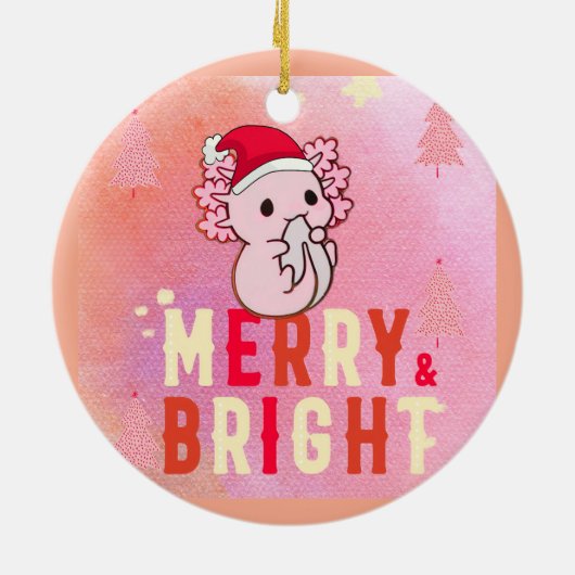 Schattigee axolotl-kerstmis keramisch ornament (Achterkant)