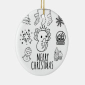 Schattigee axolotl-kerstmis keramisch ornament (Rechts)