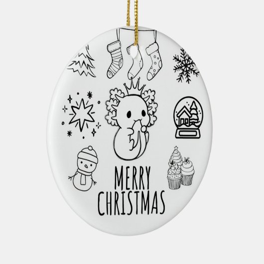 Schattigee axolotl-kerstmis keramisch ornament (Rechts)