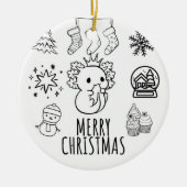 Schattigee axolotl-kerstmis keramisch ornament (Voorkant)