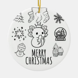 Schattigee axolotl-kerstmis keramisch ornament