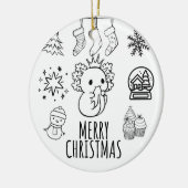 Schattigee axolotl-kerstmis keramisch ornament (Links)