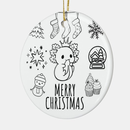 Schattigee axolotl-kerstmis keramisch ornament (Links)