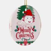 Schattigee axolotl-kerstmis keramisch ornament (Rechts)