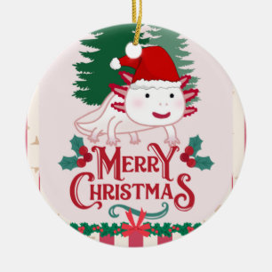 Schattigee axolotl-kerstmis keramisch ornament