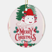 Schattigee axolotl-kerstmis keramisch ornament (Links)