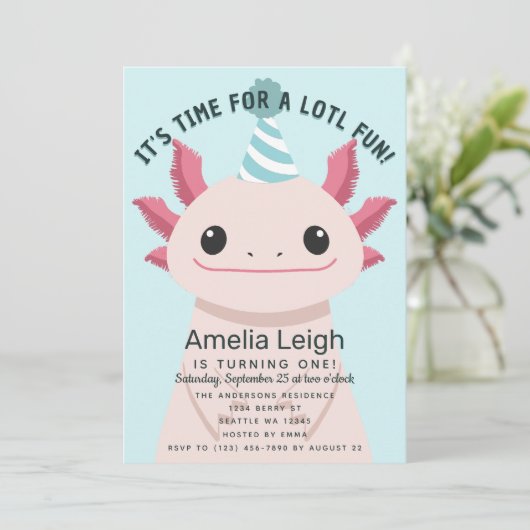 Schattigee Axolotl Kinder Alotl Fun Verjaardag Kaart (Staand voorkant)