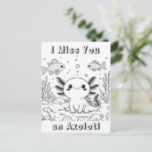 Schattigee axolotl | Kleurplaat van kind Briefkaart (Staand voorkant)