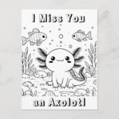Schattigee axolotl | Kleurplaat van kind Briefkaart (Voorkant)